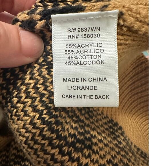 Fashion Nova brown black animal print v neck sweater size large - Picture 4 of 9